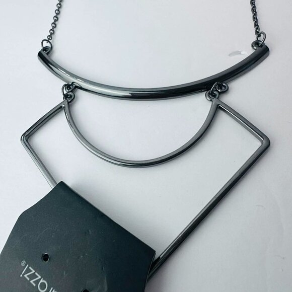 Paparazzi Gunmetal Geometric Statement Necklace • Modern Minimalist - Picture 3 of 3